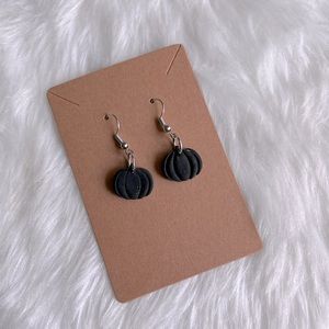 Fall Black Glitter Pumpkin Earrings Polymer Clay